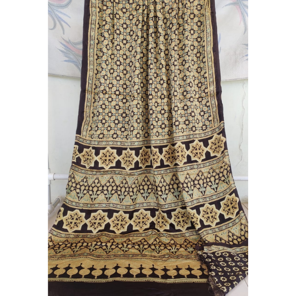 Ajrakh Block print Saree 